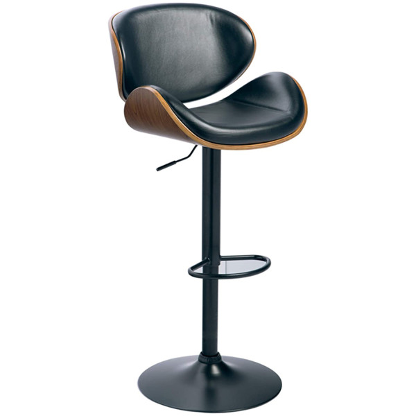 Banco Vegas VG1  Madera Nogal Piel Base Negra