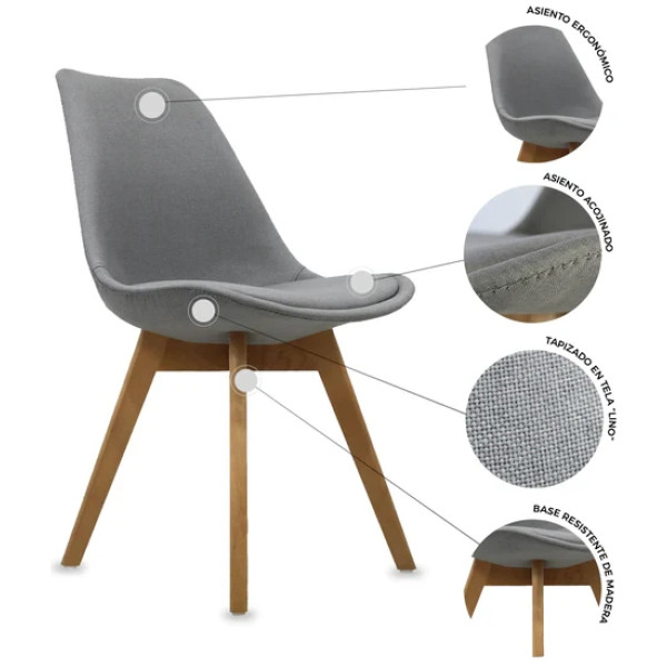 Silla Frankfurt Eames Tapizada Acojinada - Imagen 2