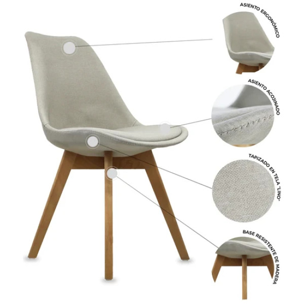 Silla Frankfurt Eames Tapizada Acojinada - Imagen 10