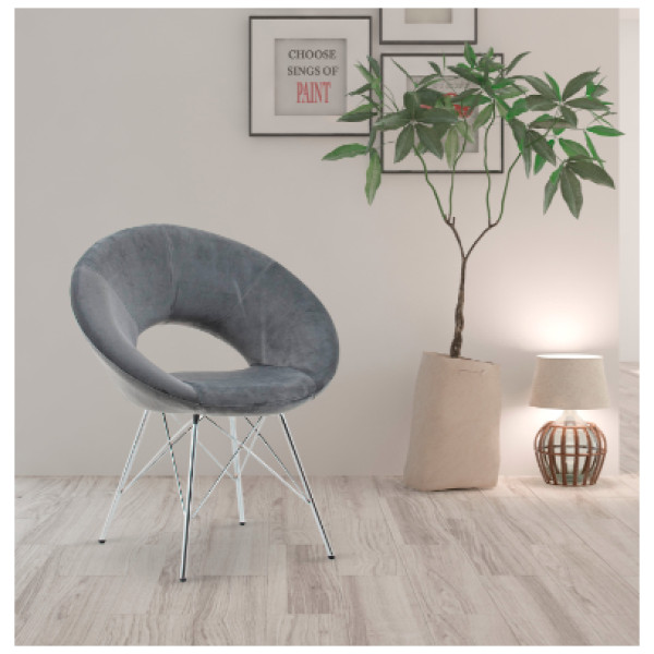 Silla Sillon Ocasional Denver Terciopelo Pata Cromada - Imagen 2