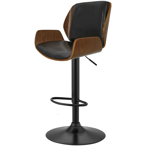 Banco Arw Madera Piel Texturizada Base Negra