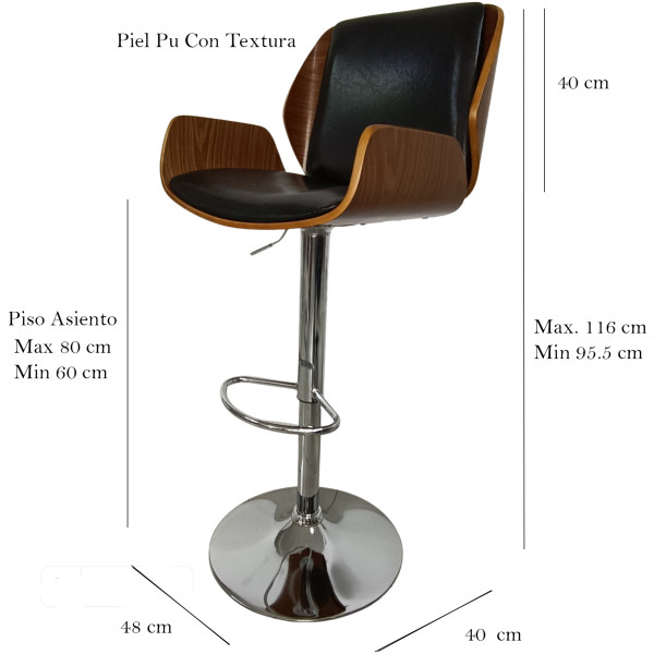 Banco Arw Madera Piel Texturizada Base Negra - Imagen 8