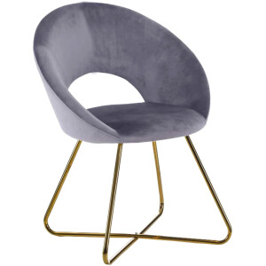 sillon ocasional color gris patas doradas oro en terciopelo velvet