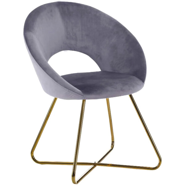 sillon ocasional color gris patas doradas oro en terciopelo velvet