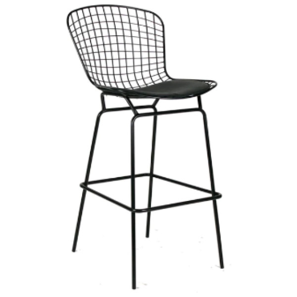 Banco Bertoia Negro Replica Altura Bar