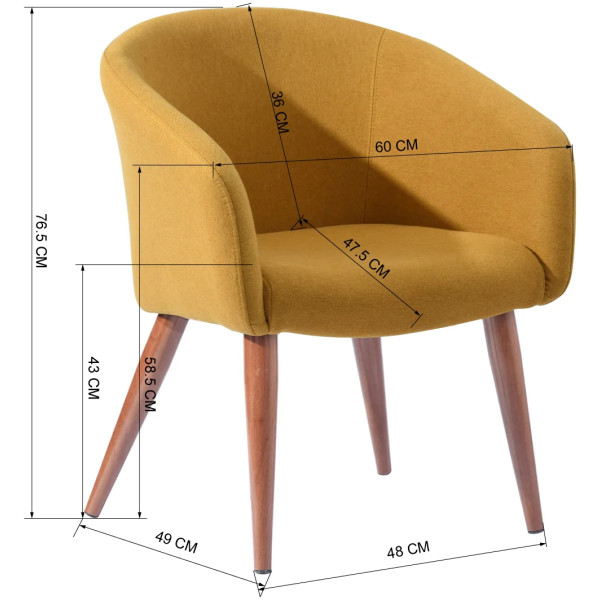Silla Sillon Ocasional Auckland Amarillo Pata Impresión Madera - Imagen 9