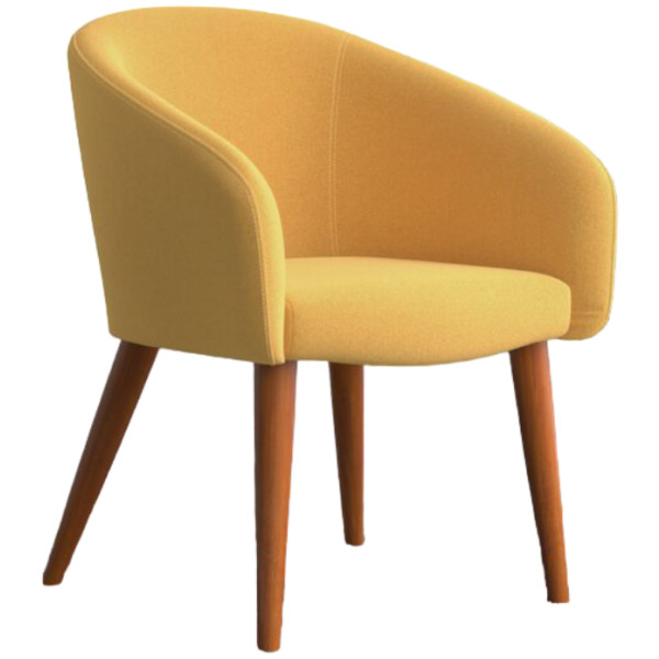 Silla Sillon Ocasional Auckland Amarillo Pata Impresión Madera - Imagen 2