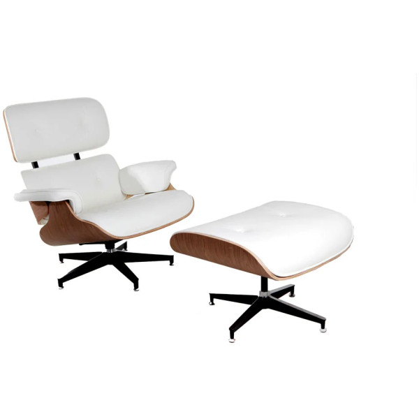 Sillón Eames Lounge Rep Piel 100% Blanco - Imagen 5