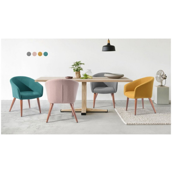 Silla Sillon Ocasional Auckland Amarillo Pata Impresión Madera - Imagen 11