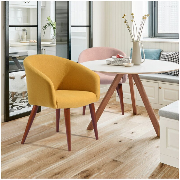 Silla Sillon Ocasional Auckland Amarillo Pata Impresión Madera - Imagen 12