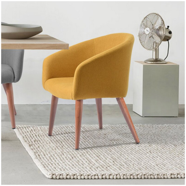 Silla Sillon Ocasional Auckland Amarillo Pata Impresión Madera - Imagen 10