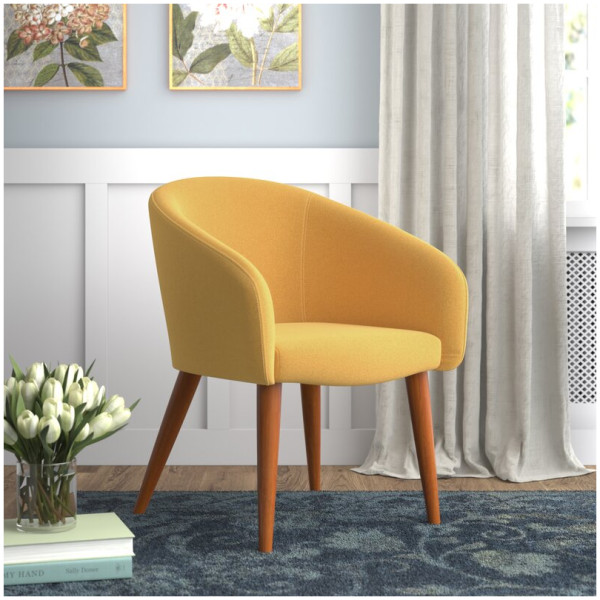 Silla Sillon Ocasional Auckland Amarillo Pata Impresión Madera