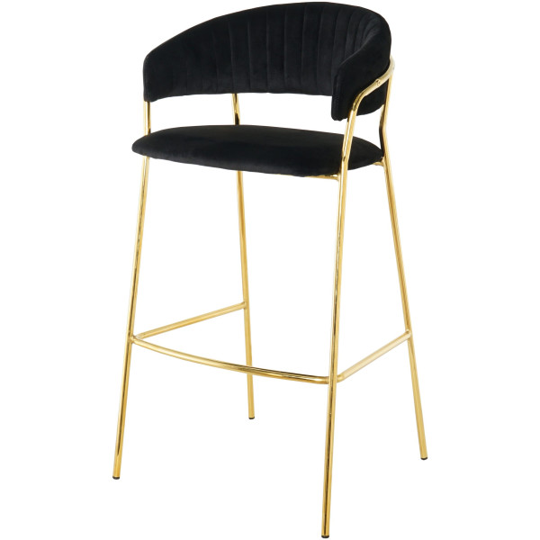Banco Pekin Terciopelo Negro Velvet Pata Dorada Kitchen Stool