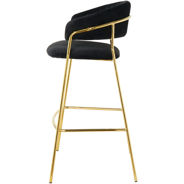 Banco Pekin Terciopelo Negro Velvet Pata Dorada Kitchen Stool - Imagen 2