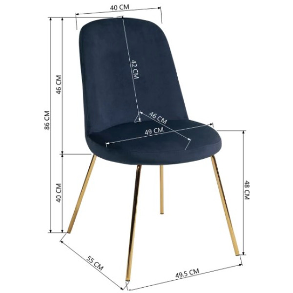 Silla Zanka Dark Azul Pata Dorada - Imagen 5