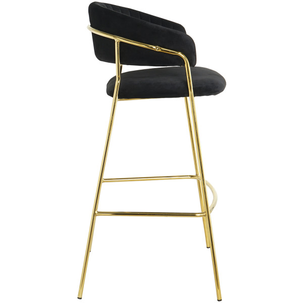 Banco Pekin Terciopelo Negro Velvet Pata Dorada Kitchen Stool - Imagen 4