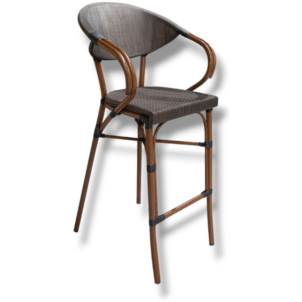 Banco Rattan French Malla Nogal Con Brazos Ratan Estilo Frances Metal Exterior