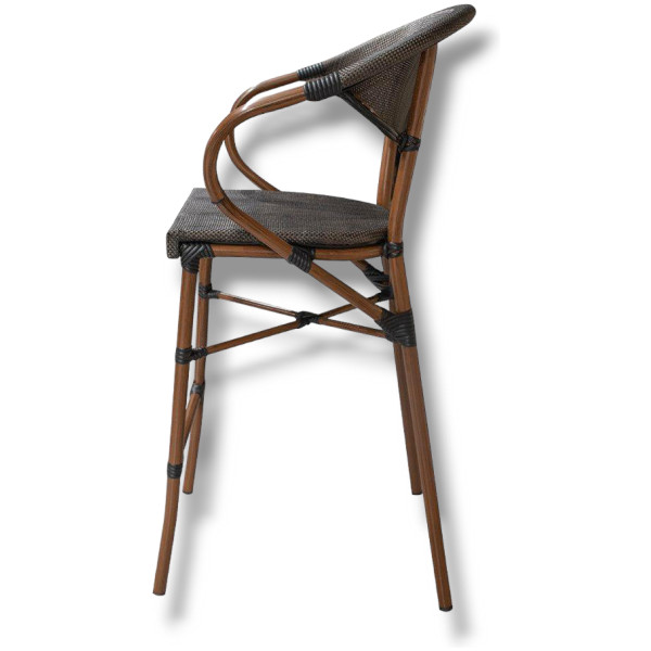 Banco Rattan French Malla Nogal Con Brazos Ratan Estilo Frances Metal Exterior - Imagen 4