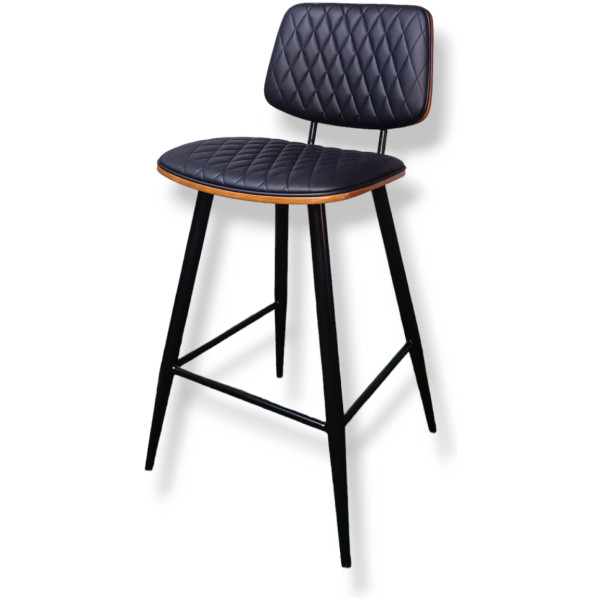 Banco Brasil Madera Nogal Y Piel pu capitonada Fijo kitchenStool