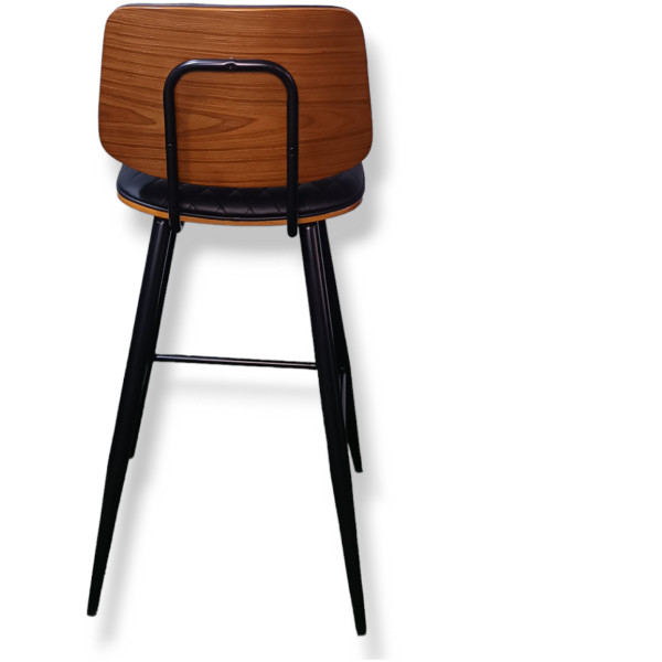 Banco Brasil Madera Nogal Y Piel pu capitonada Fijo kitchenStool - Imagen 6
