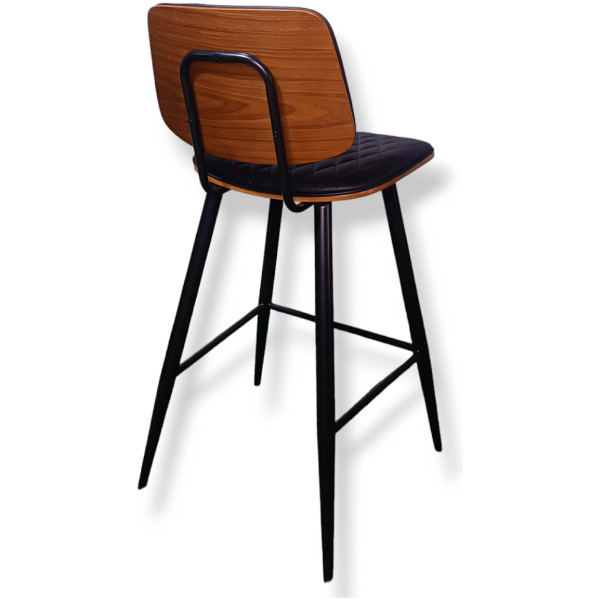 Banco Brasil Madera Nogal Y Piel pu capitonada Fijo kitchenStool - Imagen 7