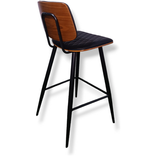 Banco Brasil Madera Nogal Y Piel pu capitonada Fijo kitchenStool - Imagen 8