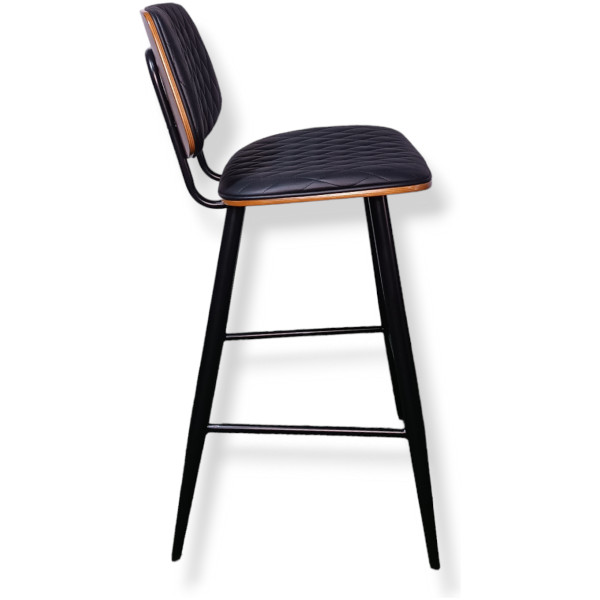Banco Brasil Madera Nogal Y Piel pu capitonada Fijo kitchenStool - Imagen 9