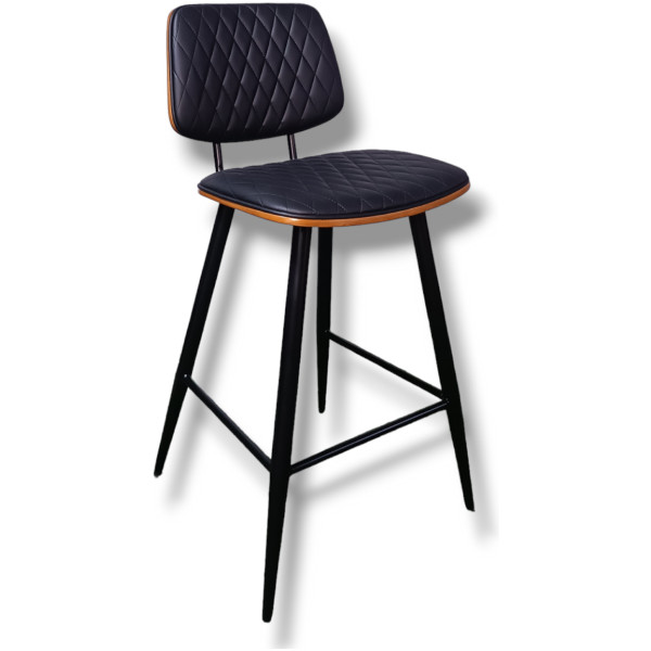 Banco Brasil Madera Nogal Y Piel pu capitonada Fijo kitchenStool - Imagen 10