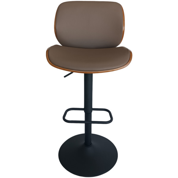 Banco Eva-b1 Madera Piel Cafe Base Negra - Imagen 2