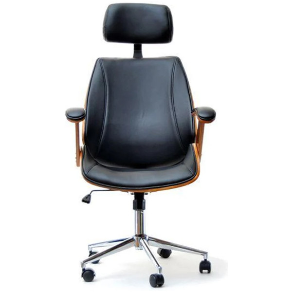 Silla Ejecutiva Bali Chapa Nogal & Piel Cromada Walnut - Imagen 9