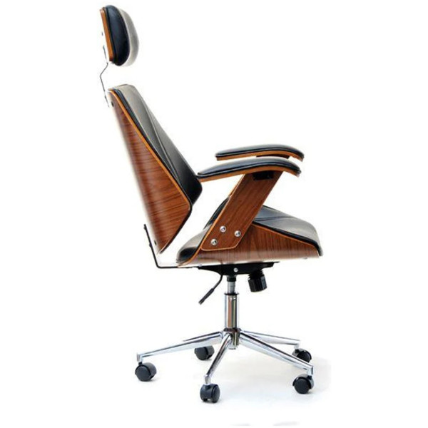 Silla Ejecutiva Bali Chapa Nogal & Piel Cromada Walnut - Imagen 8