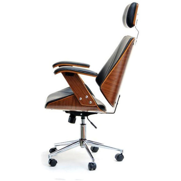 Silla Ejecutiva Bali Chapa Nogal & Piel Cromada Walnut - Imagen 7