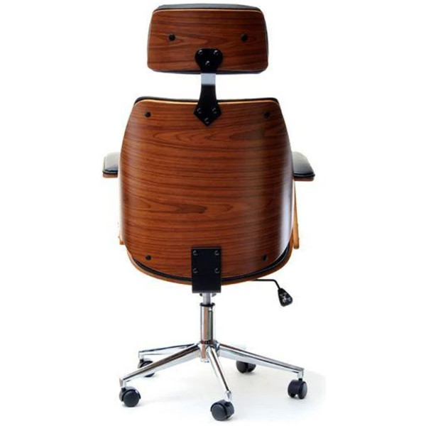 Silla Ejecutiva Bali Chapa Nogal & Piel Cromada Walnut - Imagen 6