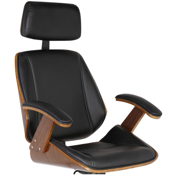 Silla Ejecutiva Bali Chapa Nogal & Piel Cromada Walnut - Imagen 5