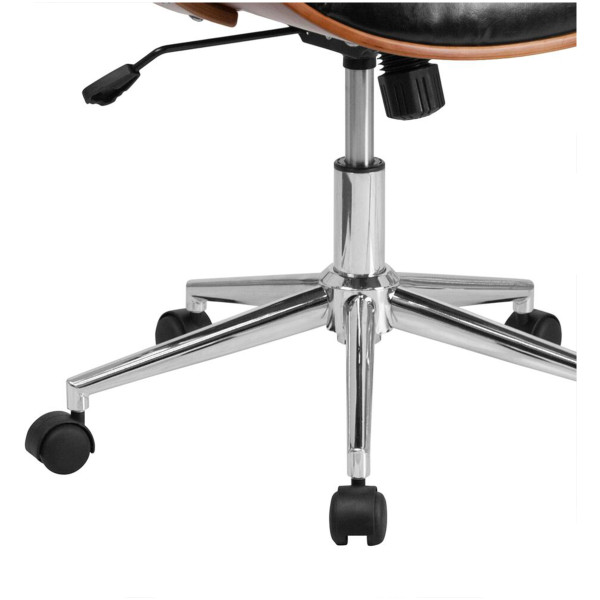 Silla Ejecutiva Bali Chapa Nogal & Piel Cromada Walnut - Imagen 3