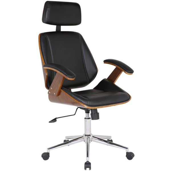 Silla Ejecutiva Bali Chapa Nogal & Piel Cromada Walnut