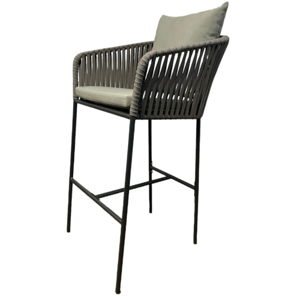 Banco de Exterior taburte en acero con pintura electroestática y tejida en nylon plano de multifilamento de polipropileno con terminado uv de 16mm. para uso exterior todo tipo de clima