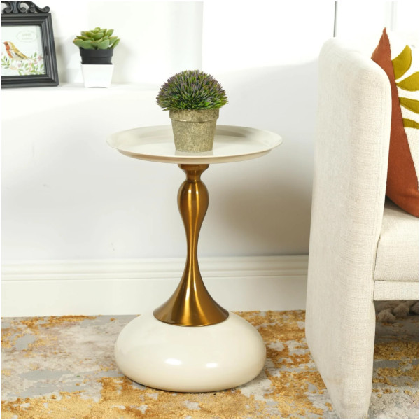 Mesa Lateral Yuli Dorada con Blanco - Imagen 3