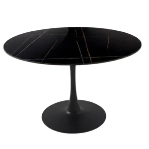 Mesa Tulip negra 120cm para exterior resistente a la intemperie