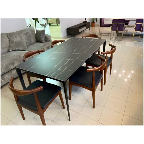 Mesa Rectangular Porcelanato Y Metal Austin 180 Negro - Imagen 6