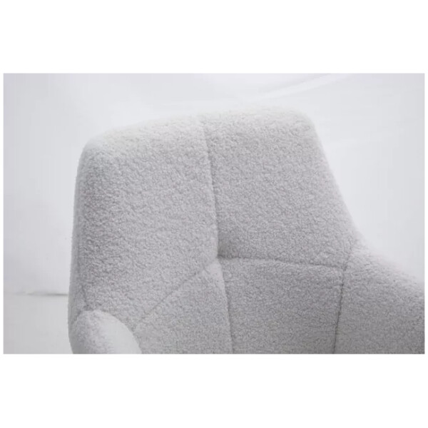 Silla Detty Afelpada Blanca con Brazos Tela Tipo Borrega - Imagen 2