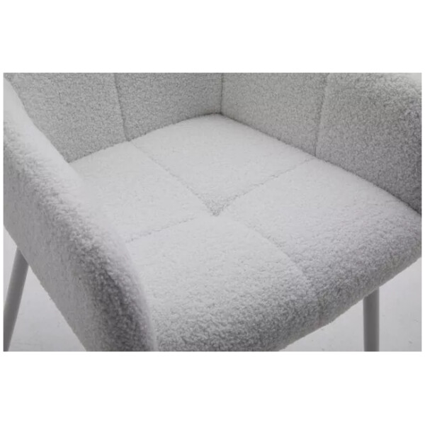 Silla Detty Afelpada Blanca con Brazos Tela Tipo Borrega - Imagen 3