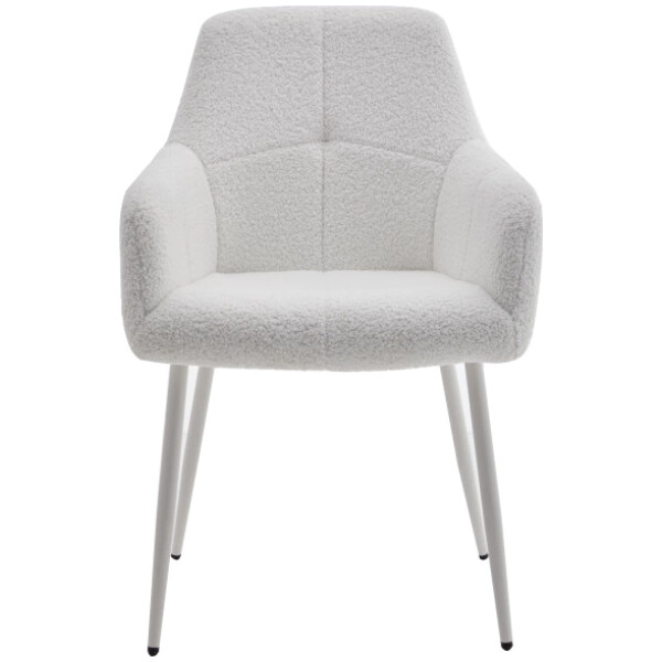 Silla Detty Afelpada Blanca con Brazos Tela Tipo Borrega - Imagen 4