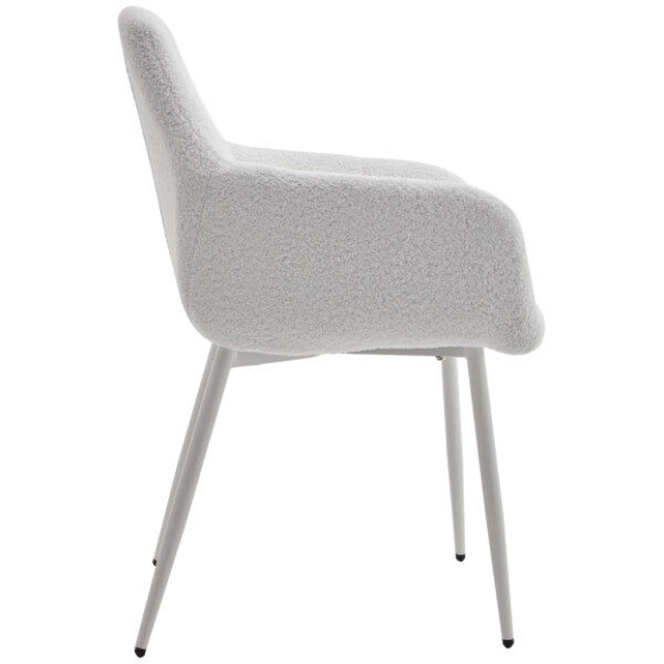 Silla Detty Afelpada Blanca con Brazos Tela Tipo Borrega - Imagen 5
