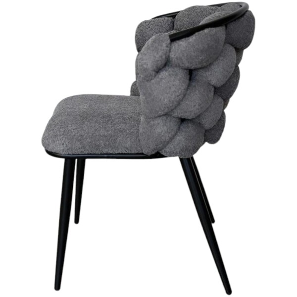 Silla Daryl Pata de Acero Negra tela chenille gris - Imagen 3