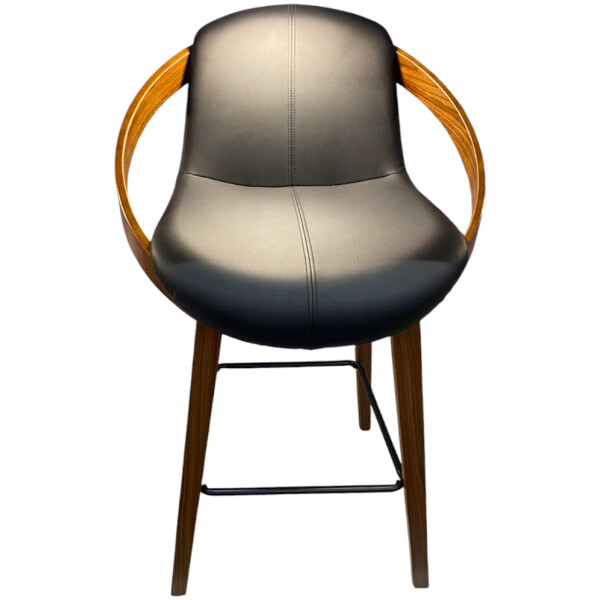 Banco Bubble Madera chapa nogal y Piel Pu Negro KitchenStool - Imagen 3
