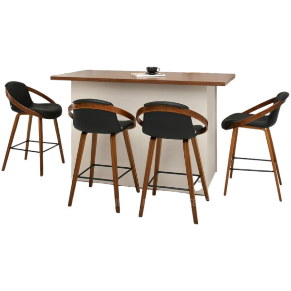 Banco Bubble Madera chapa nogal y Piel Pu Negro KitchenStool - Imagen 9