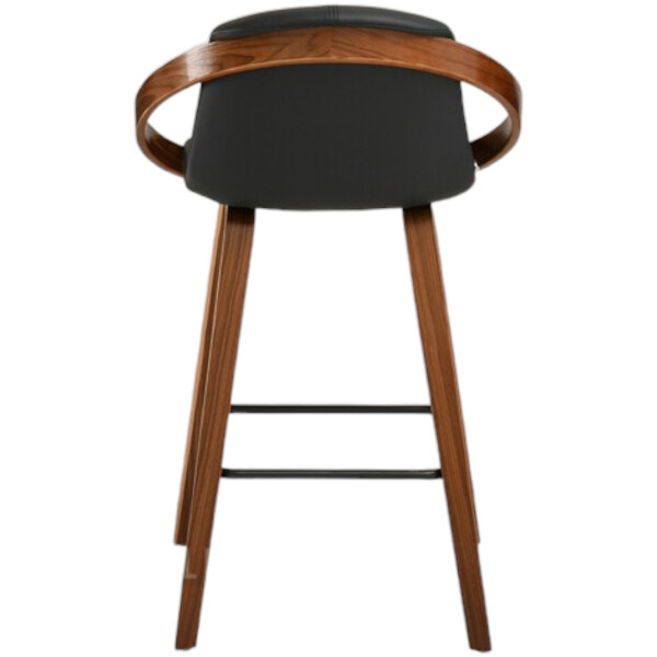 Banco Bubble Madera chapa nogal y Piel Pu Negro KitchenStool - Imagen 5