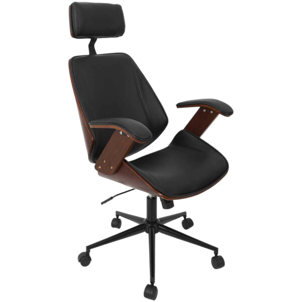 Silla Ejecutiva Argentina Chapa Nogal & Piel PU Con Brazos Base Negra - Imagen 6