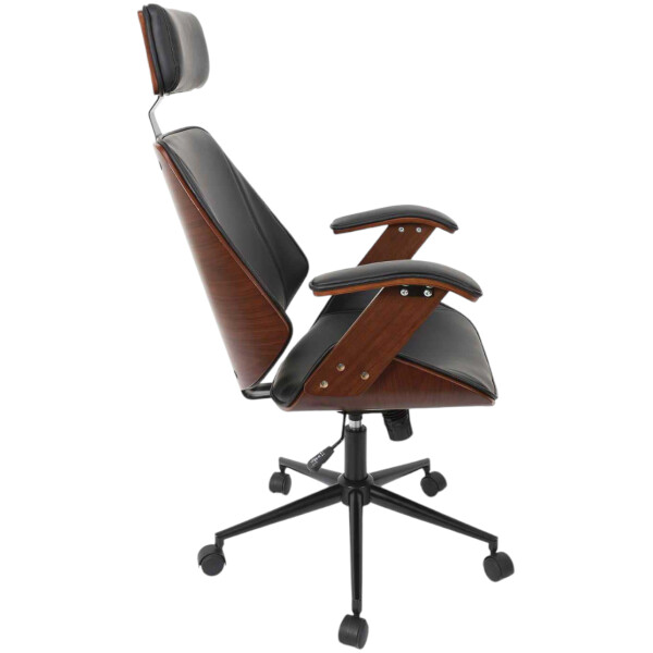 Silla Ejecutiva Argentina Chapa Nogal & Piel PU Con Brazos Base Negra - Imagen 5